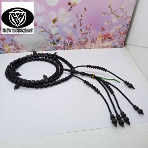 Tasbih tijani kayu kelor hitam motif marjan