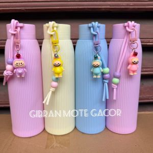 BotoL Minum - Tumbler Jepang 500mL + Free Gantungan Boneka Labubu - BotoL Minum Kaca Cantik Lucu Viral Botol Aesthetic