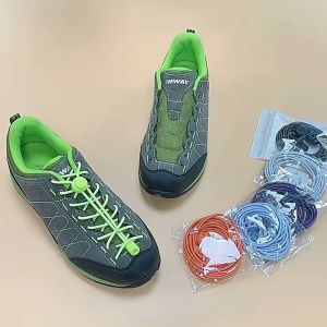 Sepasang Tali Sepatu Polos Bulat Shoe Sneakers Elastis Karet Lazy Lace Lock Buckle No Tie Shoelaces J266