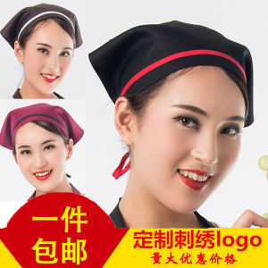 Korean Style Kitchen Food Hygiene Cap Triangle Towel Hat Womens Western Restaurant Service Headscarf Chef Hat Cotton Polyester