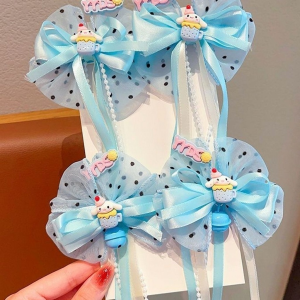 Phụ kuromi kiện tóc dễ thương màu tím đậm dành cho trẻ em Bé gái Hoạt hình nơ My Melody Kẹp tóc