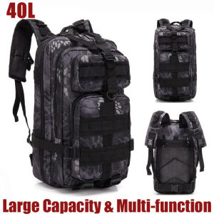 40L Nylon Tactical Backpack for Men Outdoor Survival Hiking Climbing Bacpack Fishing Durable MultiCompartment Military Grade Bag