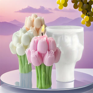 DIY Tulip Bouquet Silicone Candle Molds 3D Tulip Floral Designs Handmade Soap Plaster Resin Crafts Casting Mold DIY Home Decor