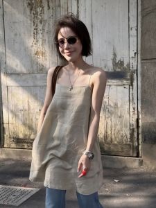 Chic Casual Cotton Linen Sleeveless Tank Top Womens Mid-Length Loose Fashionable Vest New 2025 Summer Designer Clothing