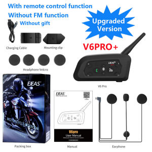 EJEAS V6 PRO +/PLUS Motorcycle Helmet Bluetooth Intercom Headset with 800M BT Interphone Communicator for 6 Riders Waterproof