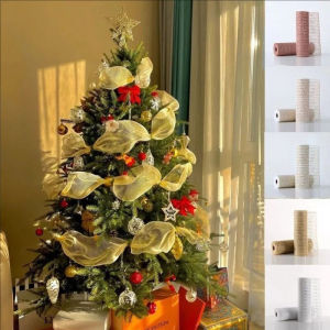 Christmas Tree Decoration Ribbon DIY Festival Atmosphere Scene Decoration Mesh Bow Pendant Gauze Belt