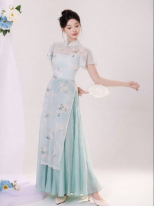 LEAF DANCE | Trang Phục Múa Cổ Điển Phong Cách Trung Quốc In Voan Chất Liệu Dày Mỏng Qipao