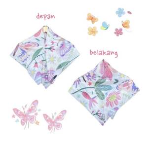 Voal Printing Instan Anak Motif Butterfly Flower / Hijab Instan Anak Motif Lucu