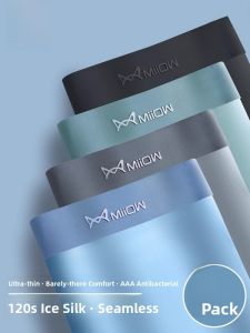 MiiOW | Mens Ice Silk Underwear Ultra-Thin Sporty Breathable Shorts Quick-Drying Seamless Antibacterial Boxer Shorts By Catman