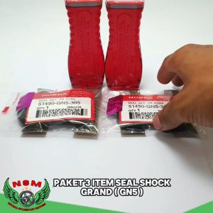 Paket 3 Item Original Seal Shock + Oli Shock + Seal Tutup Abu Vario 110 Supra X Beat Beat F1 Beat Pop Beat Street Vario 125 Grand All Honda