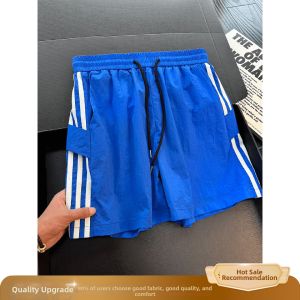ZHUOCAN | Klein Blue Stripe Patchwork Quick Drying Beach Style Short Pants
