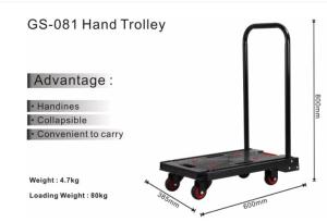 {SG Seller Fast Delivery }Foldable hand trolley load weight 100KG With 4 TPR Wheels /Black Color  {Top Quality and Local Warranty}
