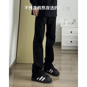 Quần Jeans Denim Co Giãn Ôm Vừa Màu Đen Rộng Phong Cách Mỹ Cho Nam Mùa Xuân Thu Quần Jeans Co Giãn Ôm Rộng Thường Ngày