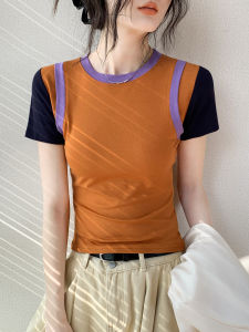 GEBEISHANG | Colorful Collar Short Sleeve Versatile Styling Slim Fit Young Look T-Shirt