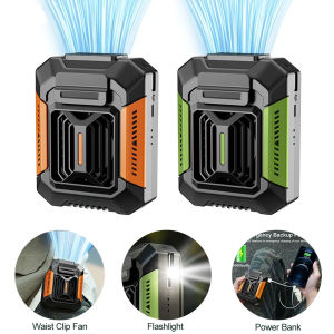 Wearable Personal Fan Portable Mini Waist Fan 3 Speed USB Rechargeable Waist Clip Fan Emergency Mobile Power for Outdoor