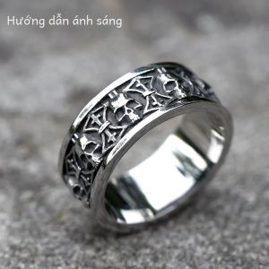 Năm 2022 Nam 316L Thép Không Gỉ Đầu Lâu Nhẫn Độc Đáo Ares Thần Chiến Tranh Vintage Aegishjalmur Dân Tộc Cưới Ban Nhạc Trang Sức Thời Trang