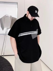 Summer 2025 plus Size Mens Polo Shirt Turn-down Collar Short Sleeve Slim Fit Half Sleeve Top Polyester Fiber Wear-resistant
