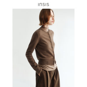 INSIS FEMME | Merino Wool Round Neck Short Knit Cardigan