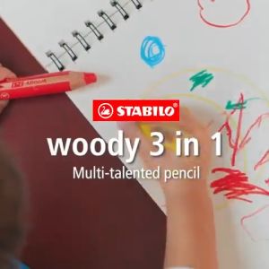 STABILO Multi-talented Pencil Woody 3 In 1 Color Pencil Watercolor And Wax Crayon In Set Of 6s 10s 18s + Sharpener (Original / Pastel Version) For Kids to have fun