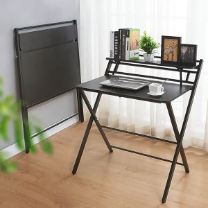 🌈 Freshen 🌈 โต๊ะทำงาน พร้อมชั้นวางของ ไม่ต้องประกอบ โต๊ะพับ โต๊ะคอมพิวเตอร์ โต๊ะคอม มีกระดานแยกชั้น Computer Desk Office Table พร้อมส่ง
