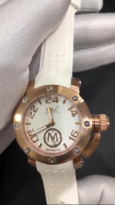 Max XS36 Trendy Sports Rose Gold Steel/White Dial Silicone Strap Womens Watch 36mm 5-MAX548