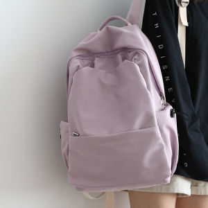 NR Purple Mori Style Pure Color Large Capacity Backpack Female Computer Bag Schoolbag Female Junior High School Student Backpack Female College Student