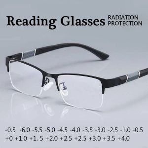 ORTS Men Titanium Alloy Reading Glasses Retro Business Hyperopia Glasses Anti Blue Light Reading Glasses 0 -+400