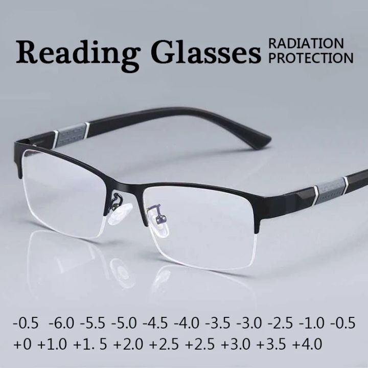 ORTS Anti Blue Reading Glasses Men Half frame Glasses Business Style Male Eyeglasses For Old People Glasses With Grade 100 150 300 400