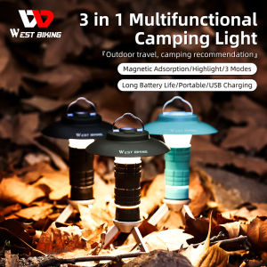 WEST BIKING Portable Camping Light with Magnetic USB Rechargeable 3 Lighting Modes Camping Lantern Outdoor Led Flashlight Tent Camp Supplies
