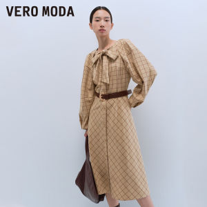 Vero Moda | Đầm Dài Tay Caro Nơ Mới Thu