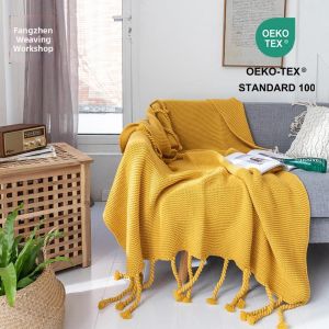American Style Cover Blanket Sofa Throw Photo Prop Knit Shawl
