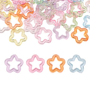 20Pcs 30mm Acrylic Transparent Colorful Pentagram Beads Star Charms for Jewelry Making DIY Bracelet Keychain Phone Chain Accessories