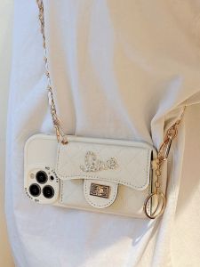 Luxury Fragrance Style Silicone Phone Case for 17Pro Max Crossbody with Card Slot Protective Wallet for XR 78 plus Black White