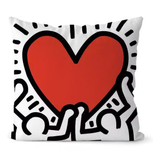Casey Marlin American Graffiti Heart Shaped Plush Pillow Abstract Geometric Double Sided Bedroom Sofa Cover Home Decor