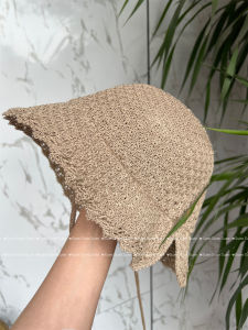 South Korea Dongdaemun Pure Color Simple Knitting Shoelace Lace Bucket Hat Gentle Holiday Vacation Sun-Shade Fisherman Hat