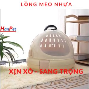 Lồng mèo nhựa kèm ổ nệm có quai xách
