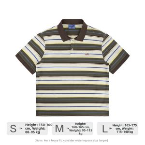 JNXS | American Striped Polo T-shirt Short Sleeve Loose Summer Top