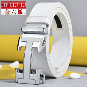 Thắt Lưng Da Thật Màu Trắng Tự Động Đơn Giản Thanh Lịch Cho Nam Thanh Thiếu Niên Phong Cách Hàn Quốc Thắt Lưng Da Bò Hai Lớp