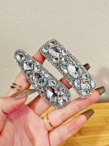 Korean Style Luxury Baroque Side Bangs Diamond Pure Color Simple Back Head BB Clip Elegant Hair Accessories Bubble Rabbit