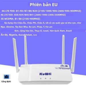 Bộ Định Tuyến KuWFi 4G CAT4 LTE 300Mbps Không Dây WiFi6 Với Cổng RJ45 Khe Cắm Nano USIM Ăng-ten Ngoài Hỗ Trợ Tối Đa 10 Người Dùng Modem WiFi Gia Đình