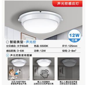 Energy Saving Renovation LED Sound And Light Control Integrated Absorption Ceiling Light 220V 8W 10W Direct Supply Property Stairway