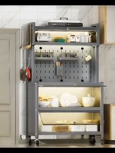 Kitchen cabinet Rack | Microwave oven rack | Kitchen Storage Racks | Shelf with Wire-wrap board | Dustproof cabinet | Rak Kabinet