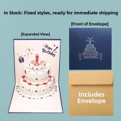 3D Cake Music Birthday Greeting Card Elegant Souvenir Happy Birthday Wishes Card for Boyfriend Girlfriend European Style Folded Card
