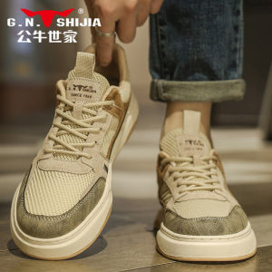 Bull Family Mens Shoes Summer Mesh Breathable Thin Sports Casual Trendy All-Match Shoes Comfortable Low Top Rubber Sole