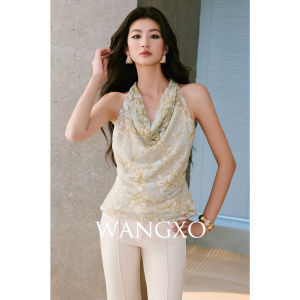 WANGXO | Áo Vest Voan 3D Không Cổ Trễ Vai Thắt Eo
