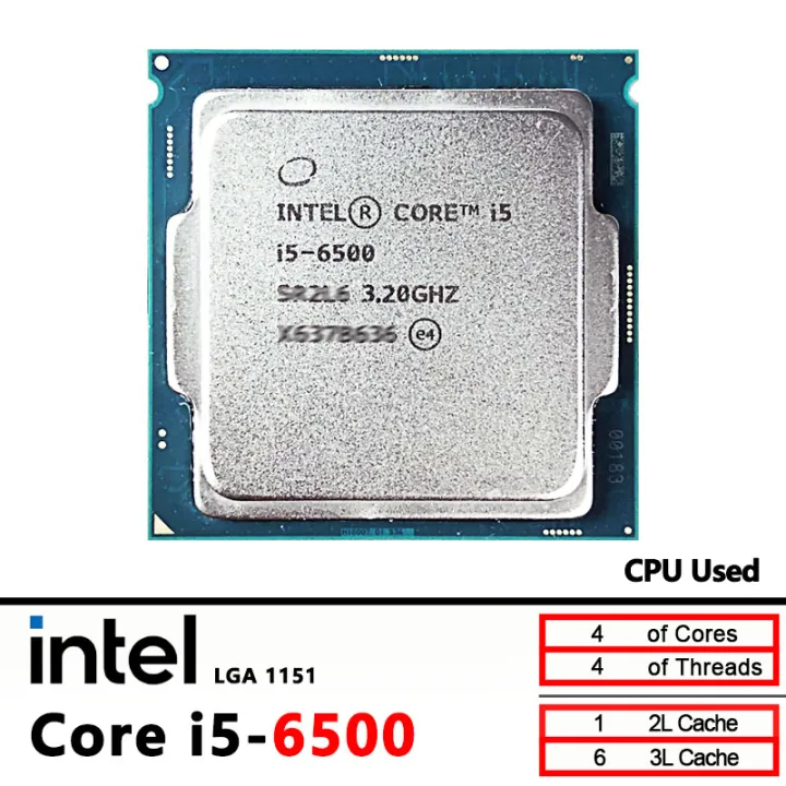Intel | i5 6500 Intel i5 6500 Core i5-6500 Used 3.2 GHz Quad-Core Quad-Thread 65W 6M CPU LGA 1151