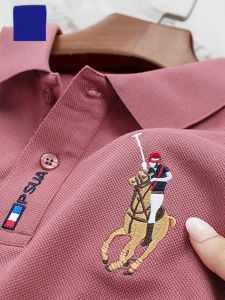 ROMON | Lormen Mens Ice Silk Short Sleeve Polo Shirt Summer Thin Casual Embroidered Collar T-Shirt Pure Cotton Top Fashion Urban Style Quick Dry