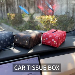 Leather Car Tissue Box Automobile Armrest Tissue Box Seat Back Paper Towel Box Sun Visor Tissue Box Accessories