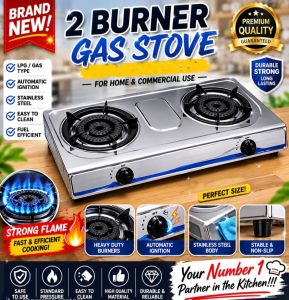Heavy Duty Double Burner LPG Wok Burner Gas Stove Commercial Stainless LPG Gas Stove Double Burner Automatic Ignition