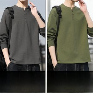 ROMON | เสื้อยืดคอกลมแขนยาวผู้ชาย ผ้าฝ้ายแท้ ทรงหลวม ลำลอง ฤดูใบไม้ร่วง 2025 แฟชั่นสตรีท สีพื้น ระบายอากาศได้ดี สำหรับผู้ชาย